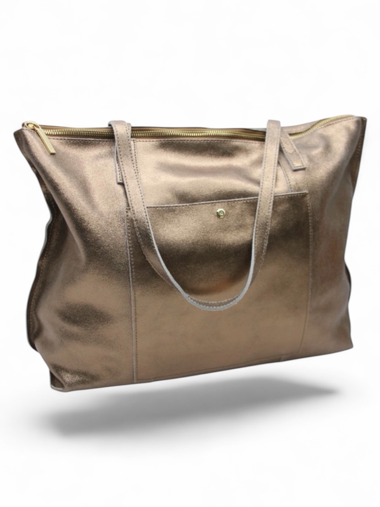 G.I.L.I. Metallic Rose Gold 100 Leather Tote